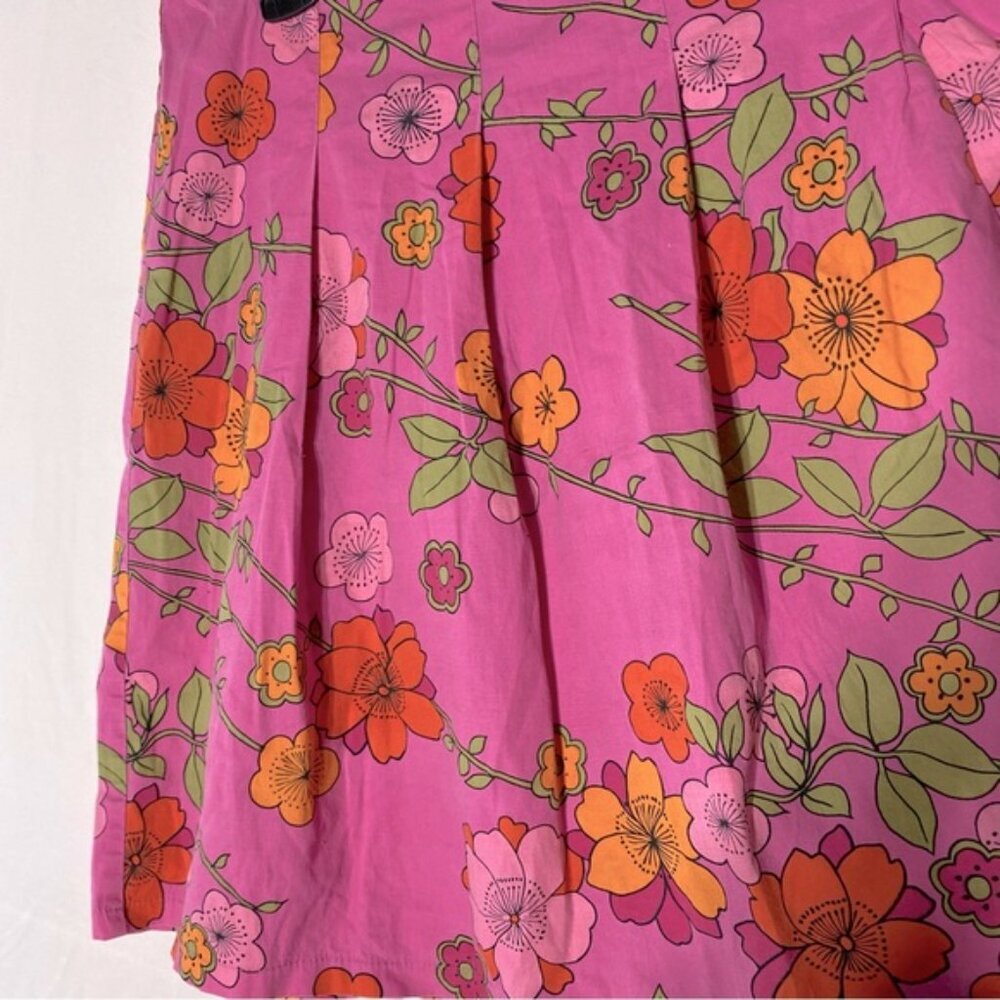 Vintage Y2K Smart Set Pink Orange Floral Pleated Front Skirt 10 - Picture 7 of 12